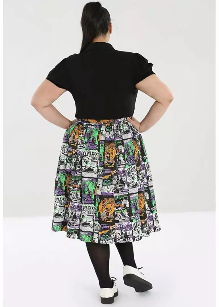 New In Hell Bunny Be Afraid Halloween 50's Swing Skirt Multi 7 New In Hell Bunny Be Afraid Halloween 50's Swing Skirt Multi
