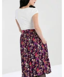 Hell Bunny Berry Crush 50's Swing Skirt Purple
