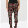 New In Hell Bunny Clash Tartan Skinny Trousers Red 1 New In Hell Bunny Clash Tartan Skinny Trousers Red