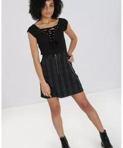 Hell Bunny Storm 80's Short Skirt Grey New In