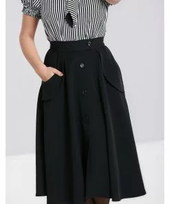 Hell Bunny Carlie 50's Swing Skirt Black New In