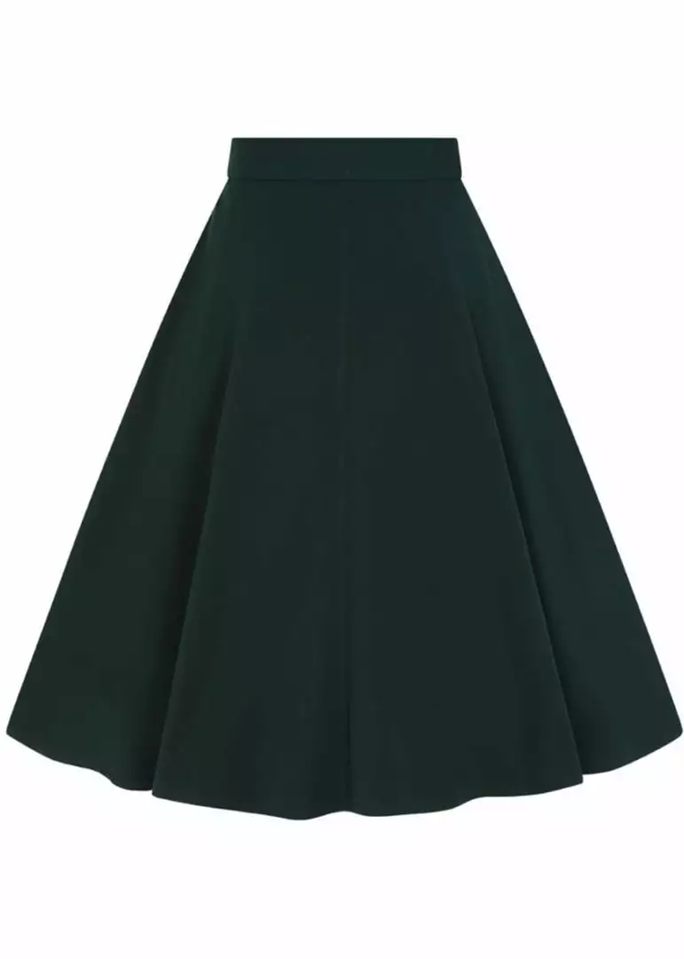 New In Hell Bunny Carlie 50's Swing Skirt Dark Green 6 New In Hell Bunny Carlie 50's Swing Skirt Dark Green