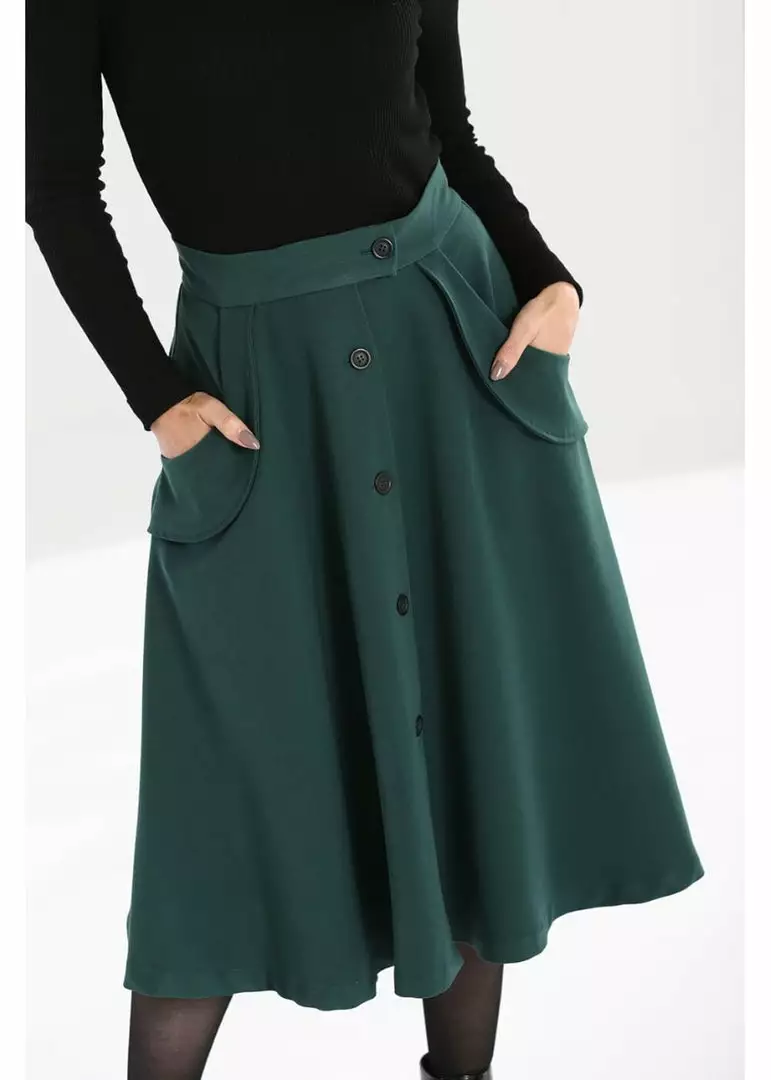 New In Hell Bunny Carlie 50's Swing Skirt Dark Green 3 New In Hell Bunny Carlie 50's Swing Skirt Dark Green