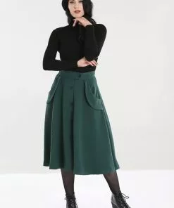 New In Hell Bunny Carlie 50's Swing Skirt Dark Green 12 New In Hell Bunny Carlie 50's Swing Skirt Dark Green