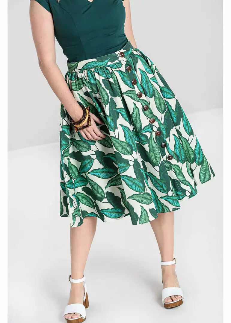 New In Hell Bunny Rainforest 50's Swing Skirt Ivory 5 New In Hell Bunny Rainforest 50's Swing Skirt Ivory