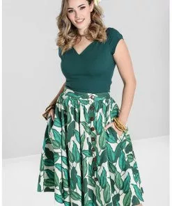 New In Hell Bunny Rainforest 50's Swing Skirt Ivory