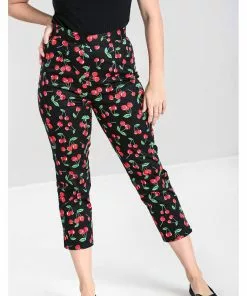 Hell Bunny Sweetie Cherry Cigarette 50's Trousers Black