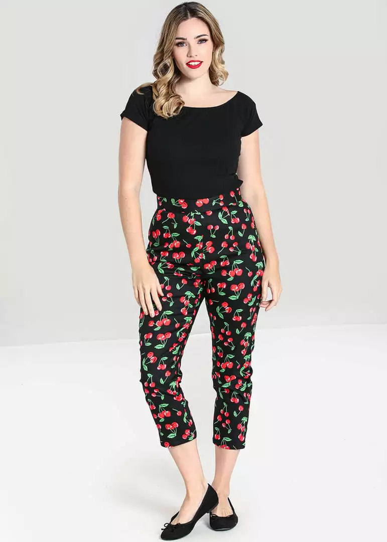 Hell Bunny Sweetie Cherry Cigarette 50's Trousers Black 6 Hell Bunny Sweetie Cherry Cigarette 50's Trousers Black