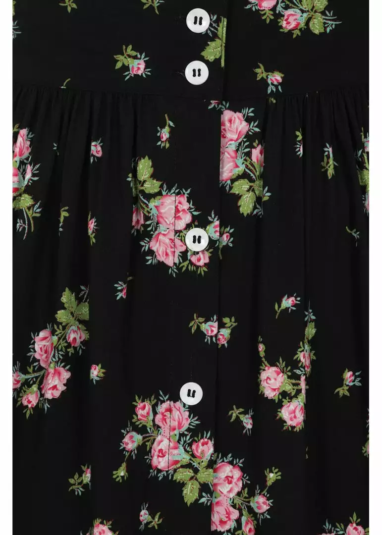 Hell Bunny Bobby Sue Rose 40's Swing Skirt Black 11 Hell Bunny Bobby Sue Rose 40's Swing Skirt Black