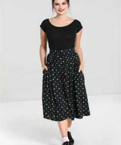 Hell Bunny True Love Hearts 50's Swing Skirt Black