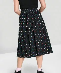 Hell Bunny True Love Hearts 50's Swing Skirt Black