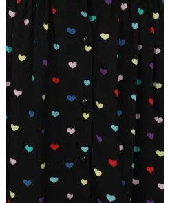 Hell Bunny True Love Hearts 50's Swing Skirt Black