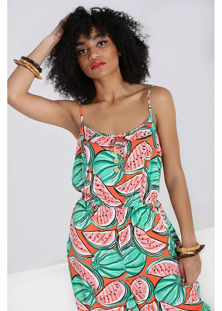 New In Hell Bunny Melonie 70's Jumpsuit Orange Colour 4 New In Hell Bunny Melonie 70's Jumpsuit Orange Colour