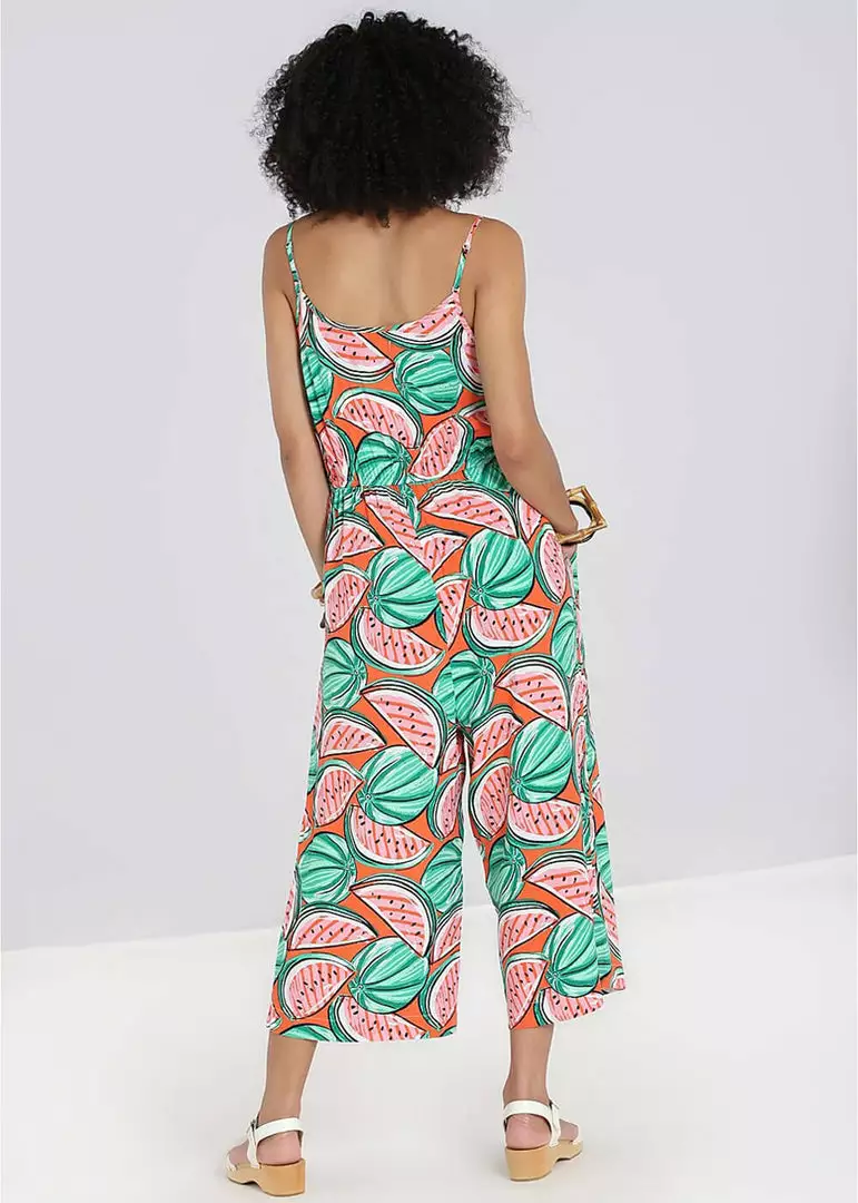 New In Hell Bunny Melonie 70's Jumpsuit Orange Colour 5 New In Hell Bunny Melonie 70's Jumpsuit Orange Colour