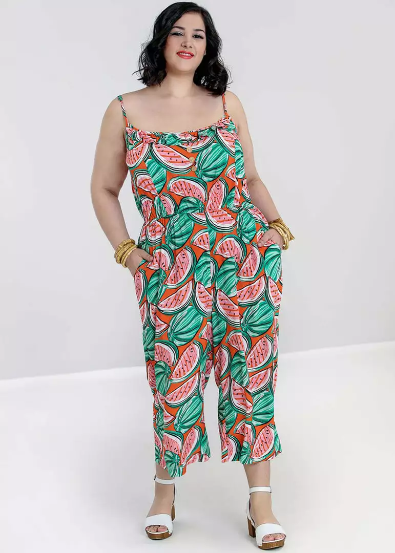 New In Hell Bunny Melonie 70's Jumpsuit Orange Colour 8 New In Hell Bunny Melonie 70's Jumpsuit Orange Colour