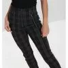 Hell Bunny Cobain Tartan Capri Trousers Black New In 1 Hell Bunny Cobain Tartan Capri Trousers Black New In
