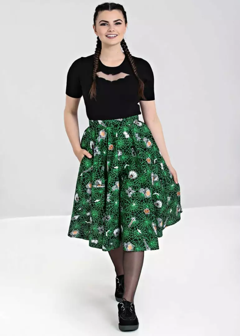 Hell Bunny Hex Spiderweb 50's Swing Skirt Black 6 Hell Bunny Hex Spiderweb 50's Swing Skirt Black