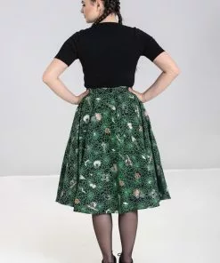 Hell Bunny Hex Spiderweb 50's Swing Skirt Black 14 Hell Bunny Hex Spiderweb 50's Swing Skirt Black