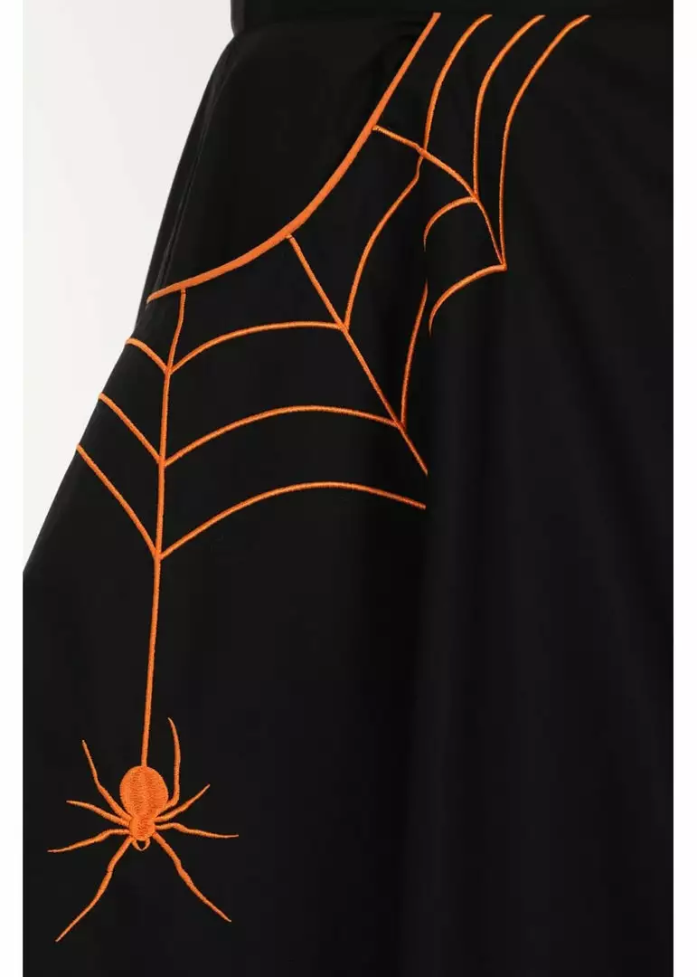 New In Hell Bunny Miss Muffet Spiderweb 50's Swing Skirt Black Orange 4 New In Hell Bunny Miss Muffet Spiderweb 50's Swing Skirt Black Orange