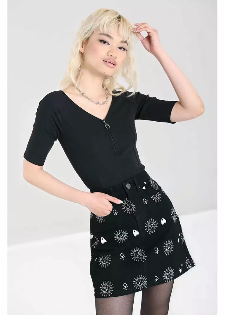 Hell Bunny Oculus Ouija Mini 60's Skirt Black 7 Hell Bunny Oculus Ouija Mini 60's Skirt Black