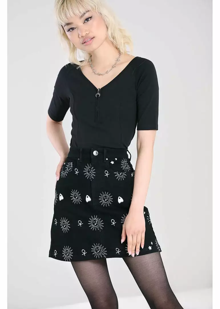 Hell Bunny Oculus Ouija Mini 60's Skirt Black 9 Hell Bunny Oculus Ouija Mini 60's Skirt Black
