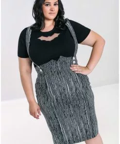 Hell Bunny Regan 50's Pinafore Pencil Skirt Black New In