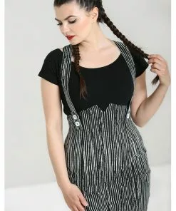 Hell Bunny Regan 50's Pinafore Pencil Skirt Black New In