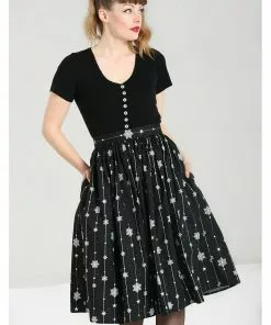 Hell Bunny Belle Snowflake 50's Swing Skirt Black 12 Hell Bunny Belle Snowflake 50's Swing Skirt Black