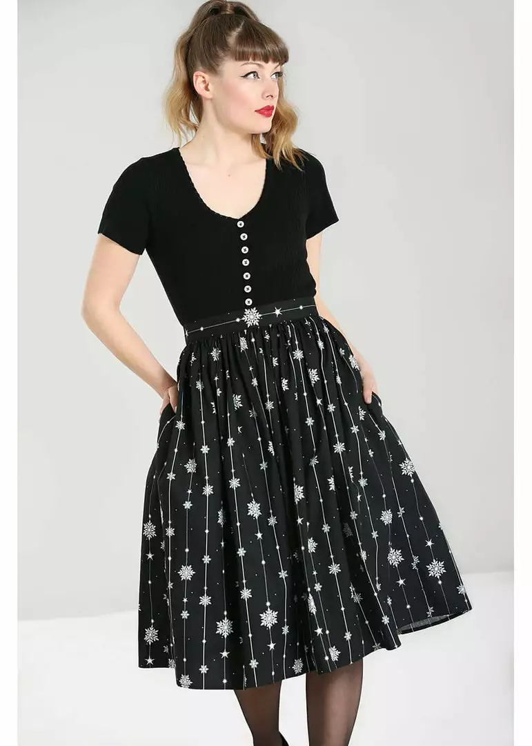 Hell Bunny Belle Snowflake 50's Swing Skirt Black 5 Hell Bunny Belle Snowflake 50's Swing Skirt Black