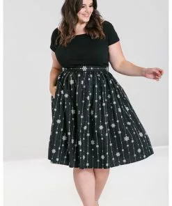 Hell Bunny Belle Snowflake 50's Swing Skirt Black 14 Hell Bunny Belle Snowflake 50's Swing Skirt Black