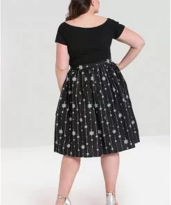 Hell Bunny Belle Snowflake 50's Swing Skirt Black 16 Hell Bunny Belle Snowflake 50's Swing Skirt Black