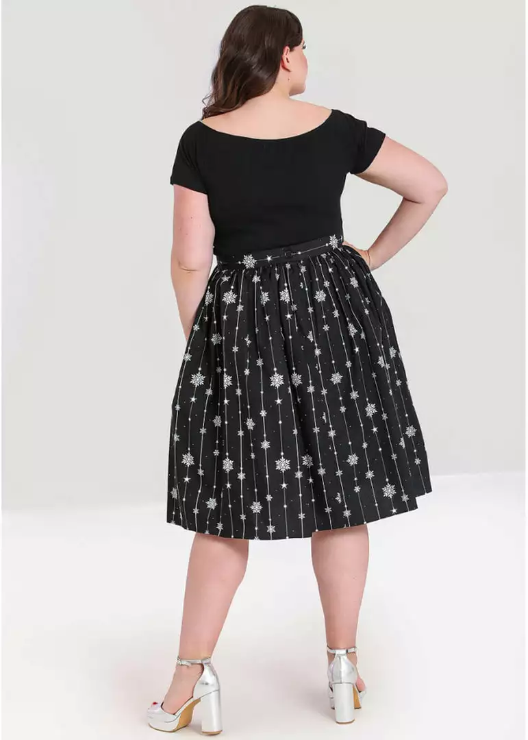 Hell Bunny Belle Snowflake 50's Swing Skirt Black 9 Hell Bunny Belle Snowflake 50's Swing Skirt Black