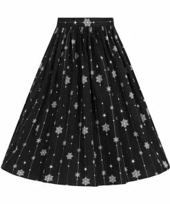 Hell Bunny Belle Snowflake 50's Swing Skirt Black