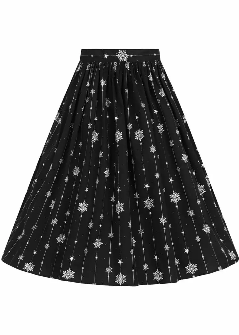 Hell Bunny Belle Snowflake 50's Swing Skirt Black 3 Hell Bunny Belle Snowflake 50's Swing Skirt Black
