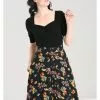 New In Hell Bunny Aurelia 40's A-Line Skirt Black 2 New In Hell Bunny Aurelia 40's A-Line Skirt Black