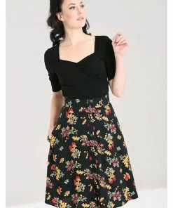 New In Hell Bunny Aurelia 40's A-Line Skirt Black