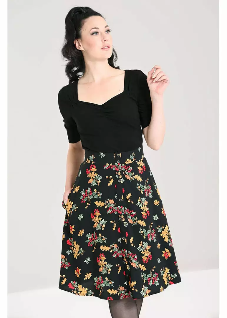 New In Hell Bunny Aurelia 40's A-Line Skirt Black 3 New In Hell Bunny Aurelia 40's A-Line Skirt Black