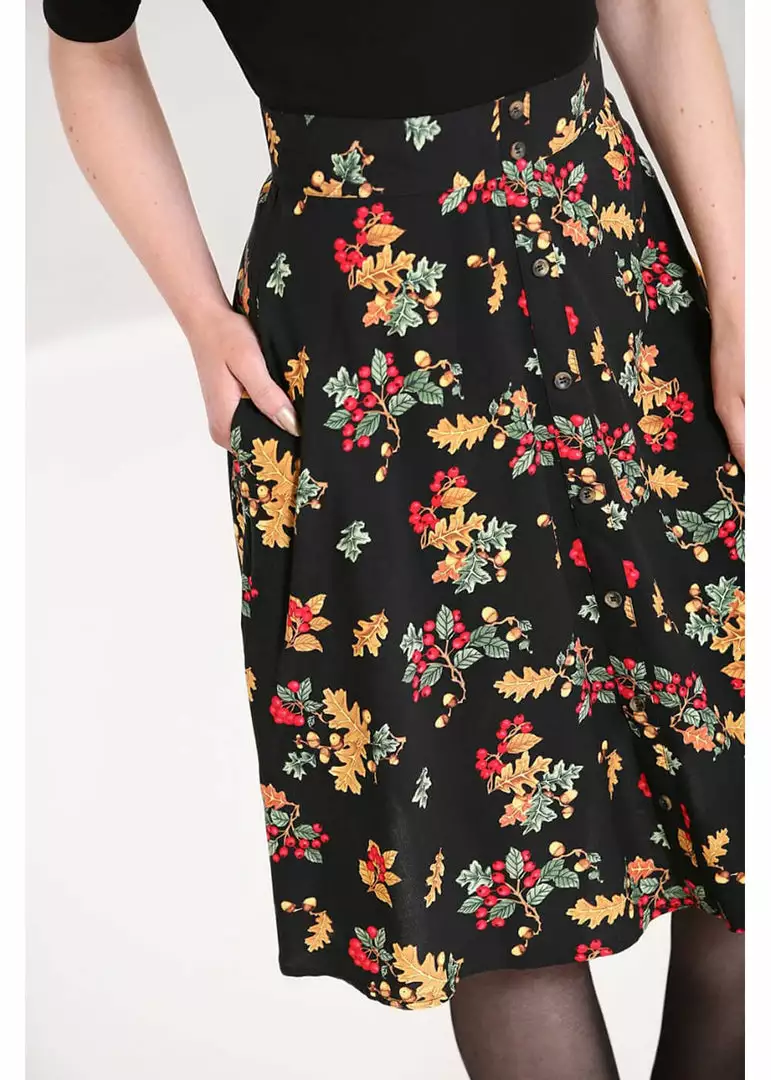 New In Hell Bunny Aurelia 40's A-Line Skirt Black 4 New In Hell Bunny Aurelia 40's A-Line Skirt Black