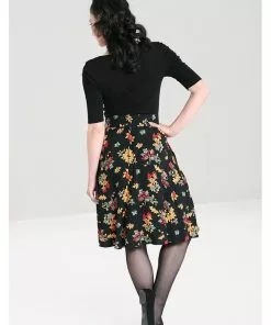 New In Hell Bunny Aurelia 40's A-Line Skirt Black 10 New In Hell Bunny Aurelia 40's A-Line Skirt Black
