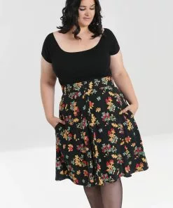 New In Hell Bunny Aurelia 40's A-Line Skirt Black 12 New In Hell Bunny Aurelia 40's A-Line Skirt Black