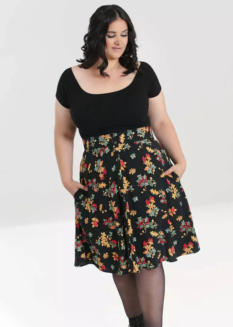 New In Hell Bunny Aurelia 40's A-Line Skirt Black 7 New In Hell Bunny Aurelia 40's A-Line Skirt Black