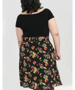 New In Hell Bunny Aurelia 40's A-Line Skirt Black 13 New In Hell Bunny Aurelia 40's A-Line Skirt Black