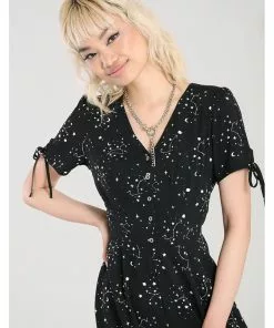 New In Hell Bunny Zodiac 70's Jumpsuit Black 13 New In Hell Bunny Zodiac 70's Jumpsuit Black