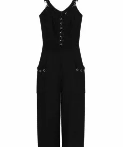 Hell Bunny Tabitha 80's Jumpsuit Black