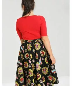 Hell Bunny Amias Sacred Heart 50's Swing Skirt Black New In 12 Hell Bunny Amias Sacred Heart 50's Swing Skirt Black New In