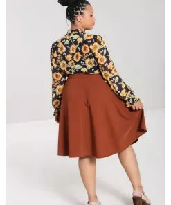 Hell Bunny Ravenwood 40's Swing Skirt Brown New In 11 Hell Bunny Ravenwood 40's Swing Skirt Brown New In
