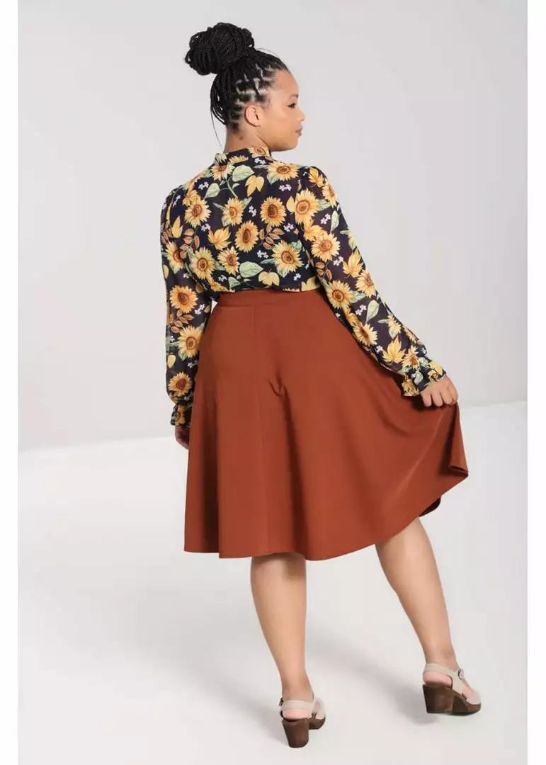 Hell Bunny Ravenwood 40's Swing Skirt Brown New In 6 Hell Bunny Ravenwood 40's Swing Skirt Brown New In