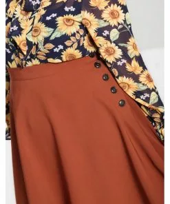 Hell Bunny Ravenwood 40's Swing Skirt Brown New In 9 Hell Bunny Ravenwood 40's Swing Skirt Brown New In