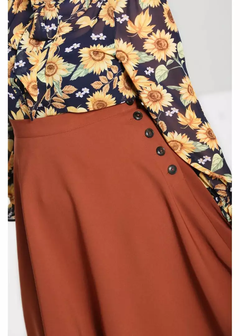 Hell Bunny Ravenwood 40's Swing Skirt Brown New In 4 Hell Bunny Ravenwood 40's Swing Skirt Brown New In