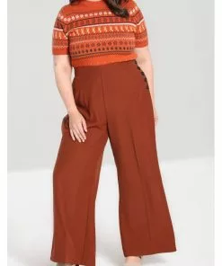 Hell Bunny Ginger 40's Swing Trousers Brown New In